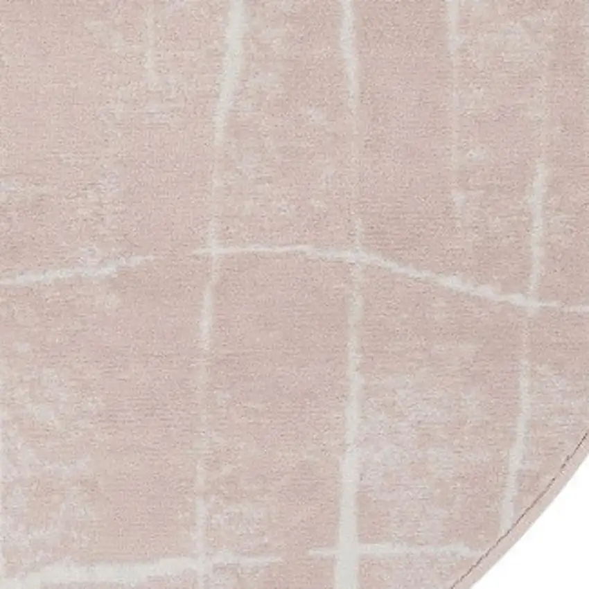 5' Pink and Ivory Abstract Geometric Round Rug Photo 4