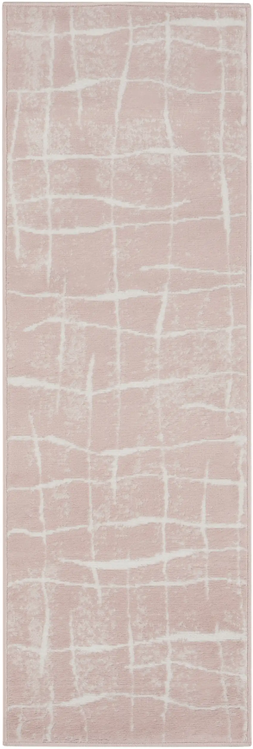 6' Pink and Ivory Abstract Geometric Runner Rug Photo 2