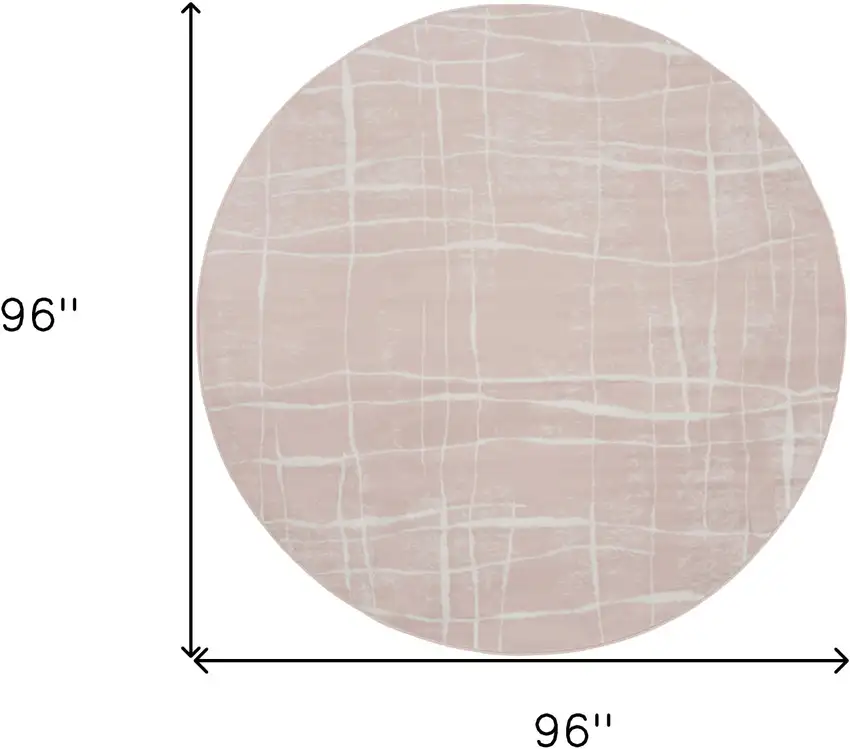 8' Pink and Ivory Abstract Round Rug Photo 3