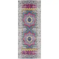 Photo of 6' Pink and Ivory Medallion Power Loom Runner Rug