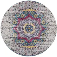 Photo of 6' Pink and Ivory Round Medallion Power Loom Area Rug