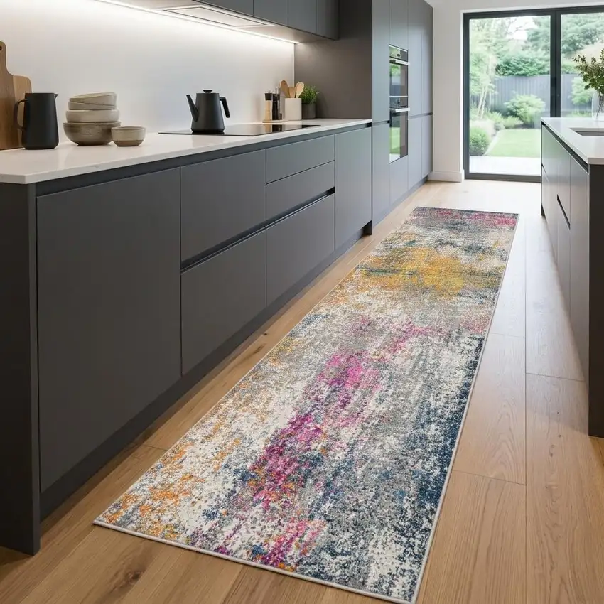 8' Orange Pink And Gray Area Rug Photo 1