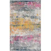 Photo of 8' Pink and Orange Abstract Power Loom Runner Rug