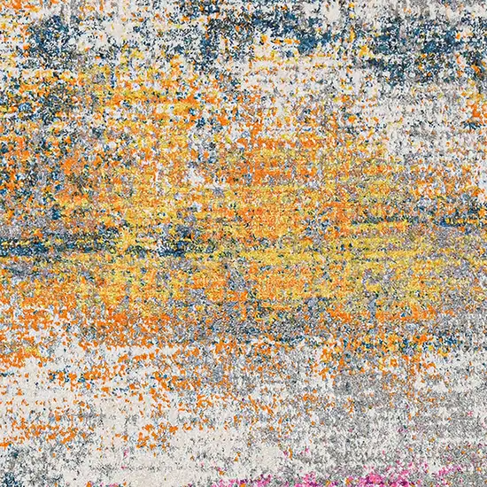 8' Pink and Orange Abstract Power Loom Runner Rug Photo 7