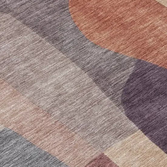 8' Plum And Copper Round Abstract Washable Indoor Outdoor Area Rug Photo 9