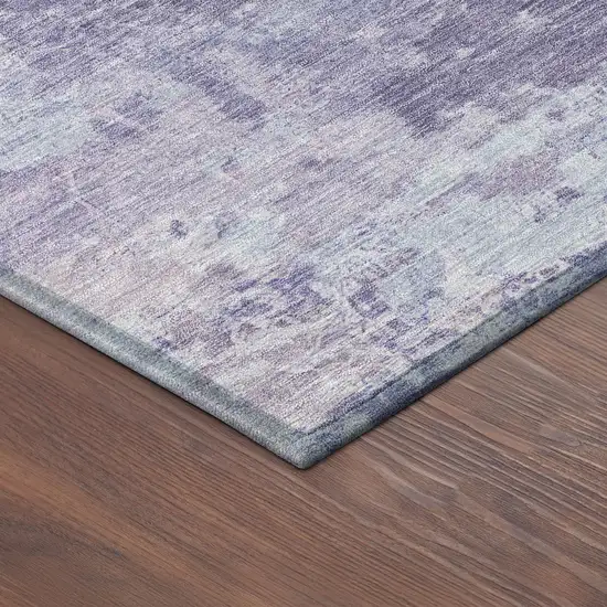 8' Plum And Gray Round Abstract Washable Indoor Outdoor Area Rug Photo 8