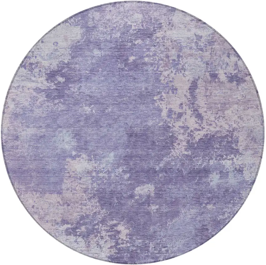 8' Plum And Gray Round Abstract Washable Indoor Outdoor Area Rug Photo 3