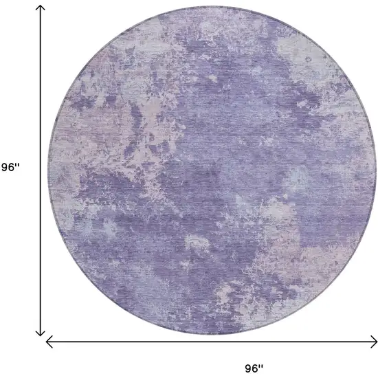 8' Plum And Gray Round Abstract Washable Indoor Outdoor Area Rug Photo 7