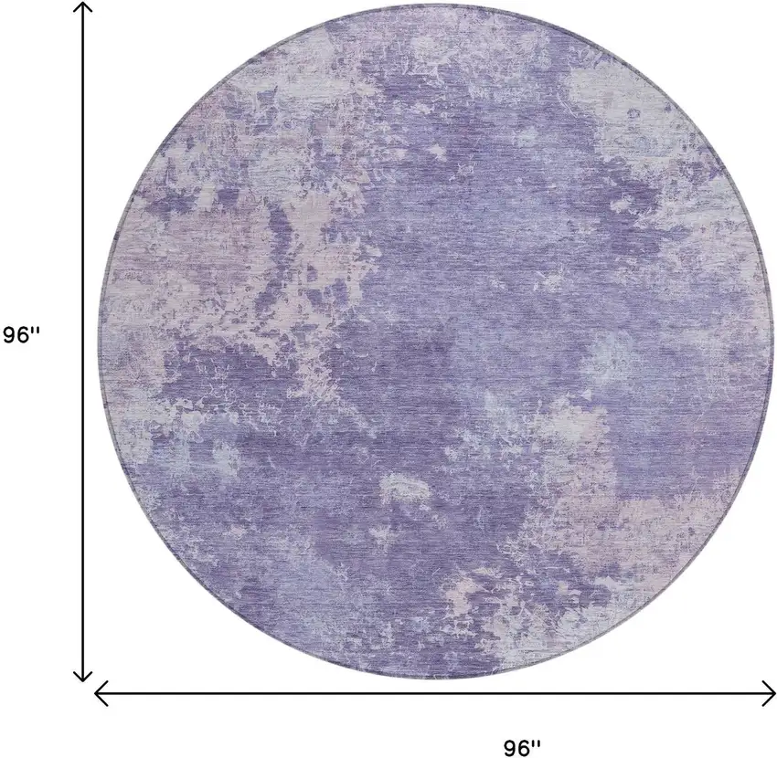 8' Plum And Gray Round Abstract Washable Indoor Outdoor Area Rug Photo 7
