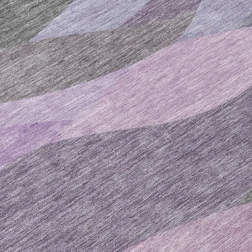 8' Plum And Gray Round Abstract Washable Indoor Outdoor Area Rug Photo 9