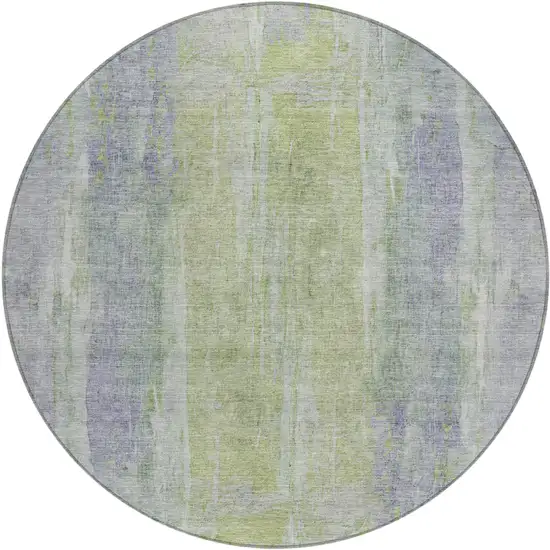 8' Plum And Green Round Abstract Washable Indoor Outdoor Area Rug Photo 2