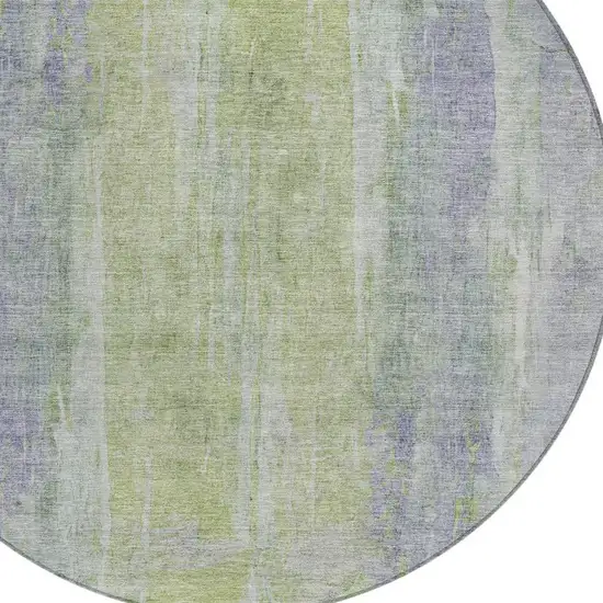 8' Plum And Green Round Abstract Washable Indoor Outdoor Area Rug Photo 7
