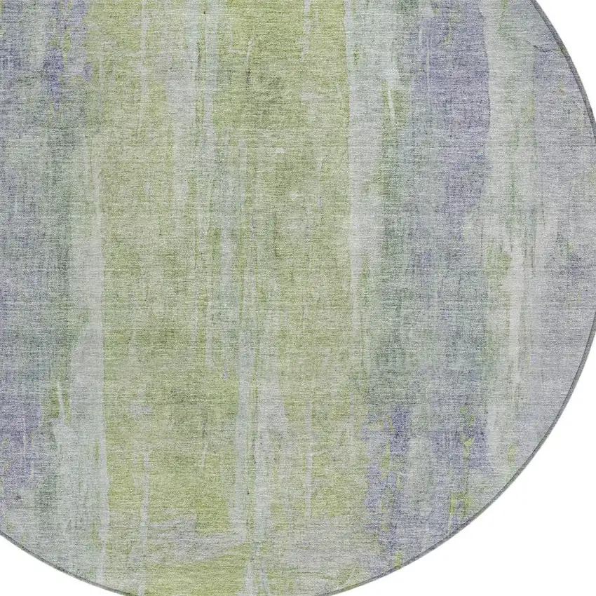 8' Plum And Green Round Abstract Washable Indoor Outdoor Area Rug Photo 7