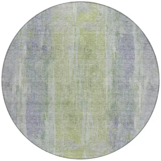 8' Plum And Green Round Abstract Washable Indoor Outdoor Area Rug Photo 4