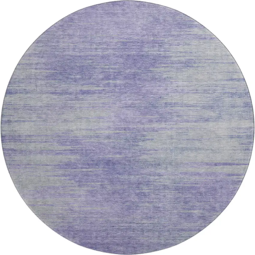 8' Plum And Ivory Abstract Washable Round Rug With UV Protection Photo 1