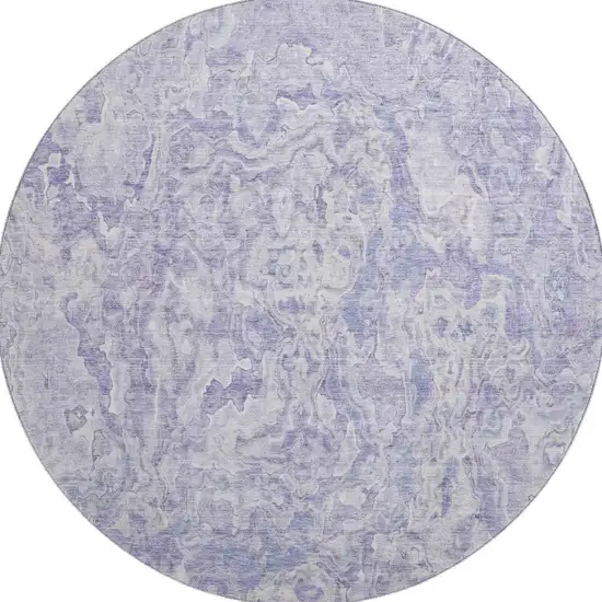 8' Plum And Ivory Abstract Washable Round Rug With UV Protection Photo 4