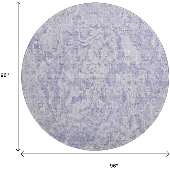 8' Plum And Ivory Abstract Washable Round Rug With UV Protection Photo 3