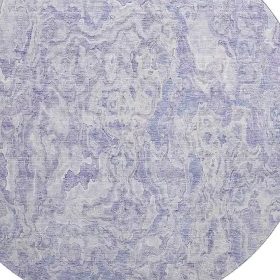 8' Plum And Ivory Abstract Washable Round Rug With UV Protection Photo 3