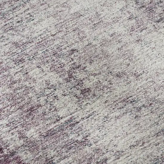 8' Plum And Ivory Abstract Washable Round Rug With UV Protection Photo 8