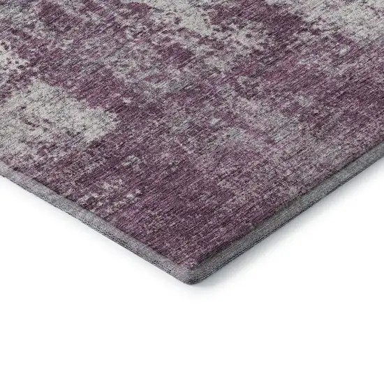 8' Plum And Ivory Abstract Washable Round Rug With UV Protection Photo 6
