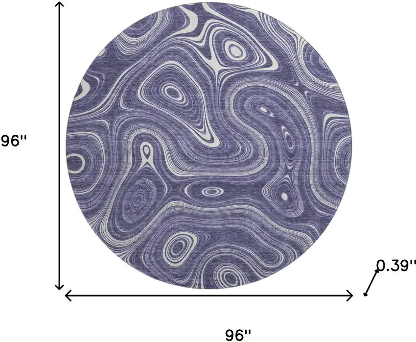 8' Plum And Ivory Geometric Washable Round Rug With UV Protection Photo 8