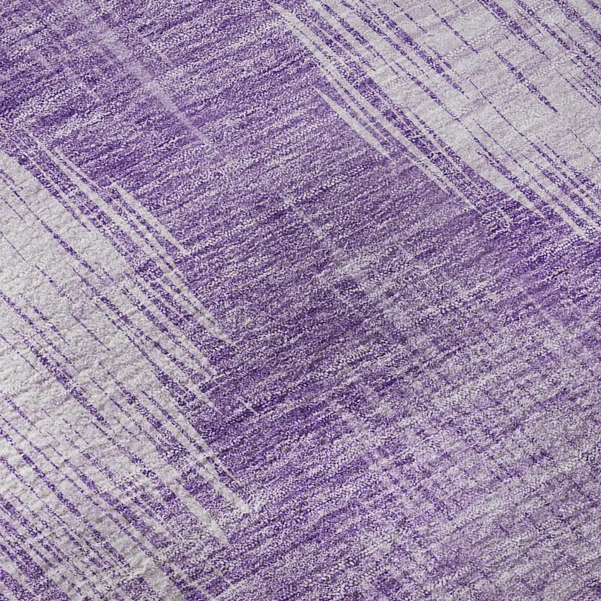 8' Plum And Ivory Ikat Washable Round Rug With UV Protection Photo 9