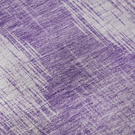 8' Plum And Ivory Ikat Washable Round Rug With UV Protection Photo 9