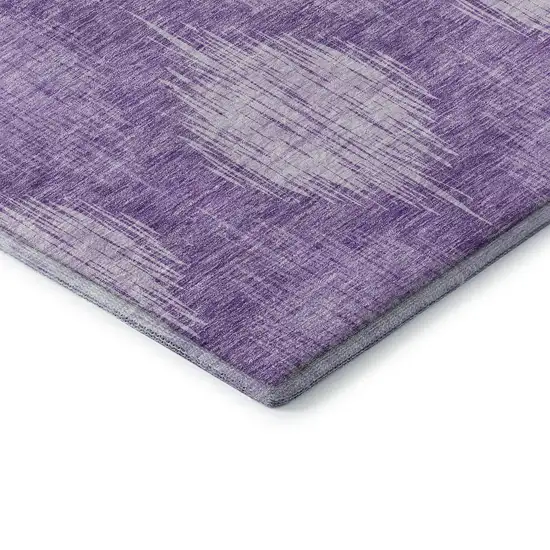 8' Plum And Ivory Ikat Washable Round Rug With UV Protection Photo 7