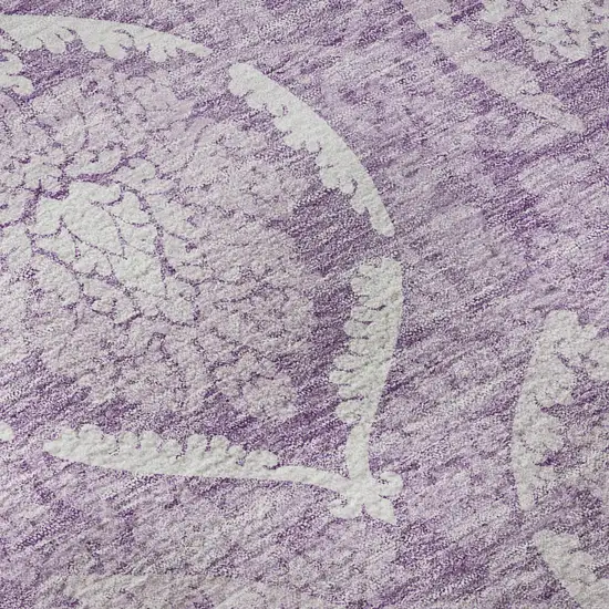 8' Plum And Ivory Medallion Washable Round Rug With UV Protection Photo 9