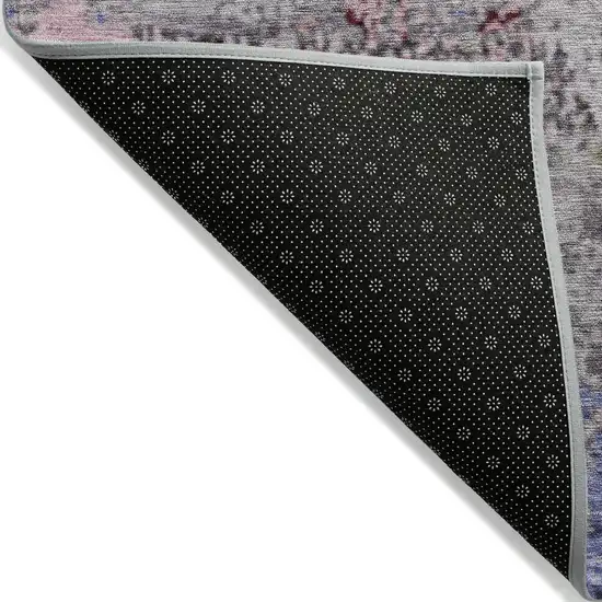 8' Plum And Ivory Round Abstract Washable Indoor Outdoor Area Rug Photo 9