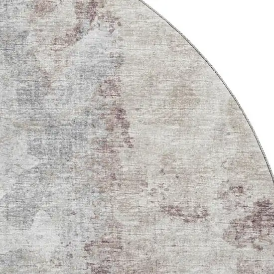 8' Plum And Ivory Round Abstract Washable Indoor Outdoor Area Rug Photo 5
