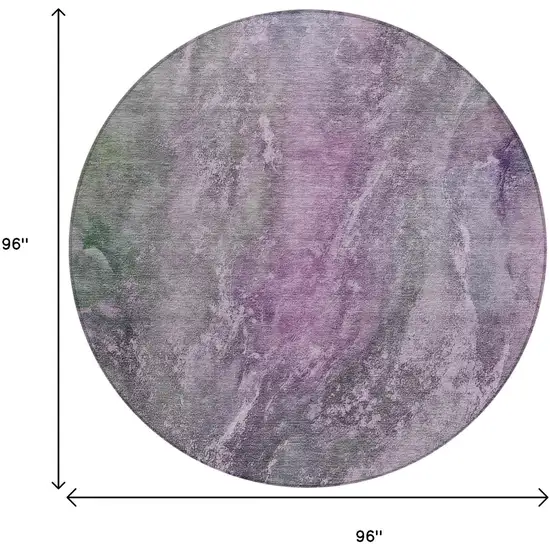 8' Plum And Ivory Round Abstract Washable Indoor Outdoor Area Rug Photo 3