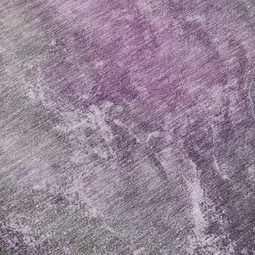 8' Plum And Ivory Round Abstract Washable Indoor Outdoor Area Rug Photo 9