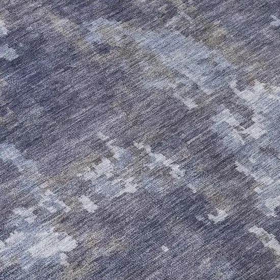 8' Plum And Ivory Round Abstract Washable Indoor Outdoor Area Rug Photo 9