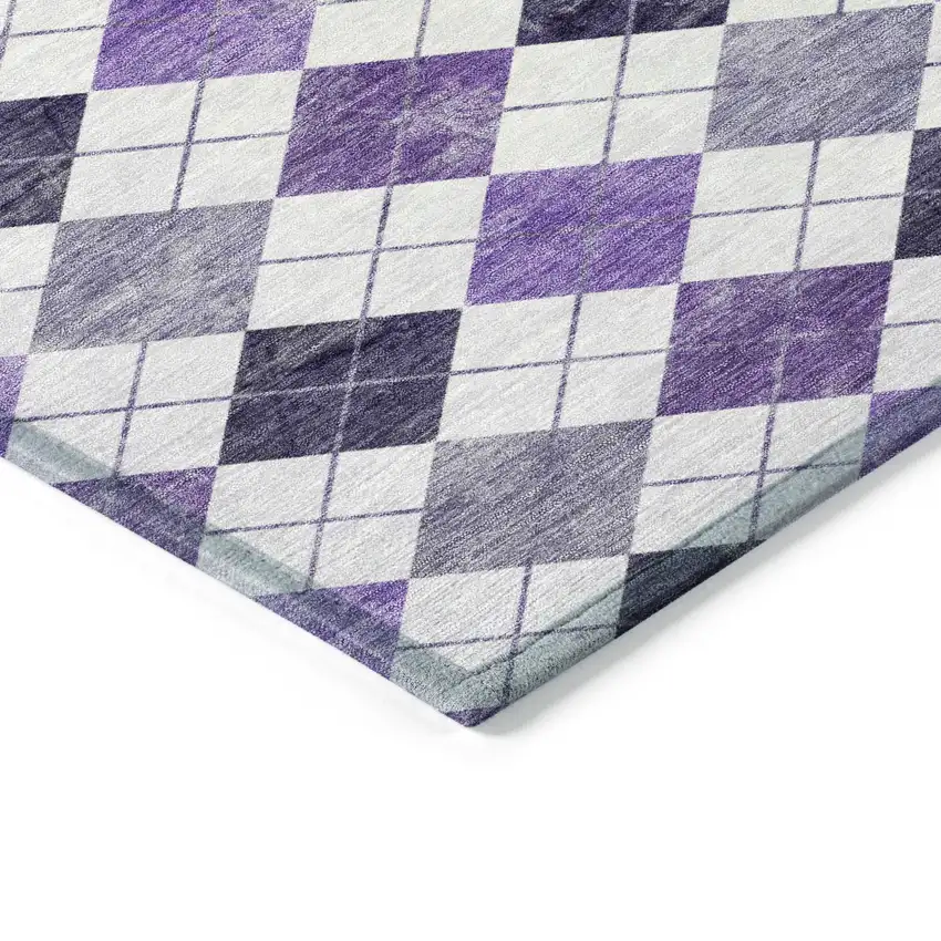 8' Plum And Ivory Round Geometric Washable Indoor Outdoor Area Rug Photo 6