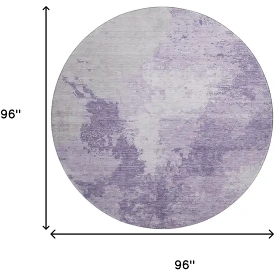 8' Plum And Lavender Abstract Washable Round Rug With UV Protection Photo 9
