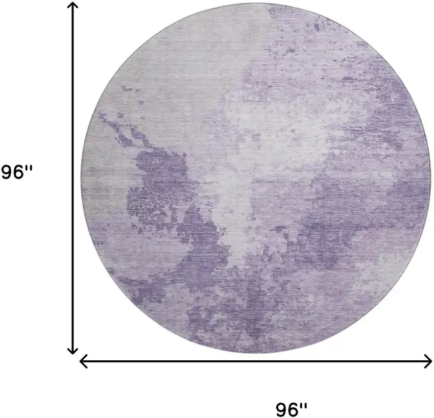 8' Plum And Lavender Abstract Washable Round Rug With UV Protection Photo 9
