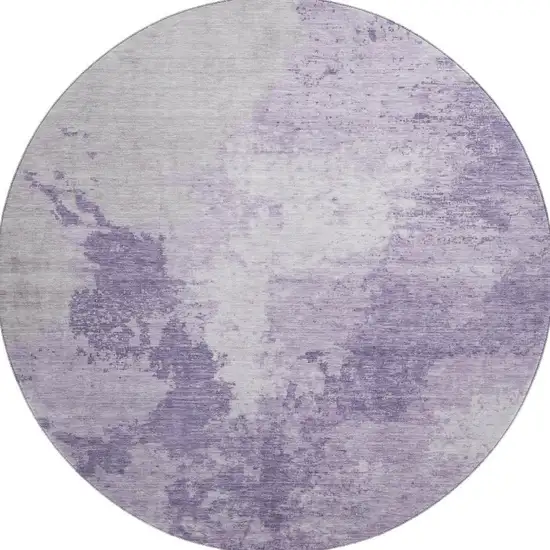 8' Plum And Lavender Abstract Washable Round Rug With UV Protection Photo 3