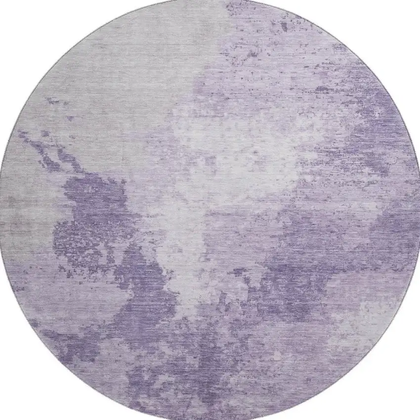 8' Plum And Lavender Abstract Washable Round Rug With UV Protection Photo 3