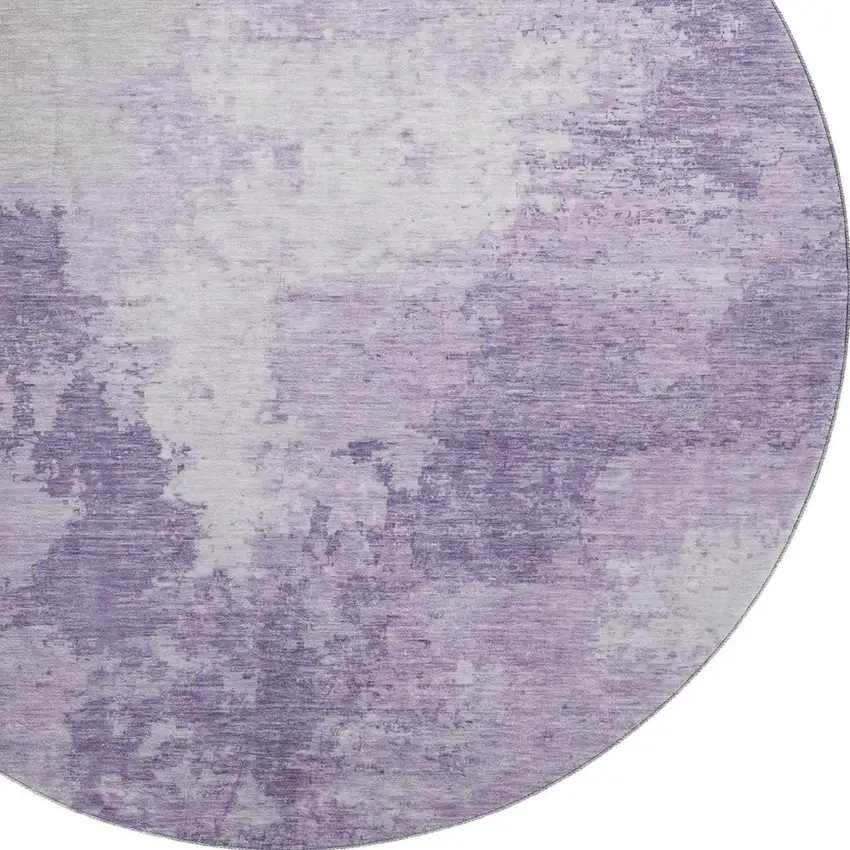 8' Plum And Lavender Abstract Washable Round Rug With UV Protection Photo 2