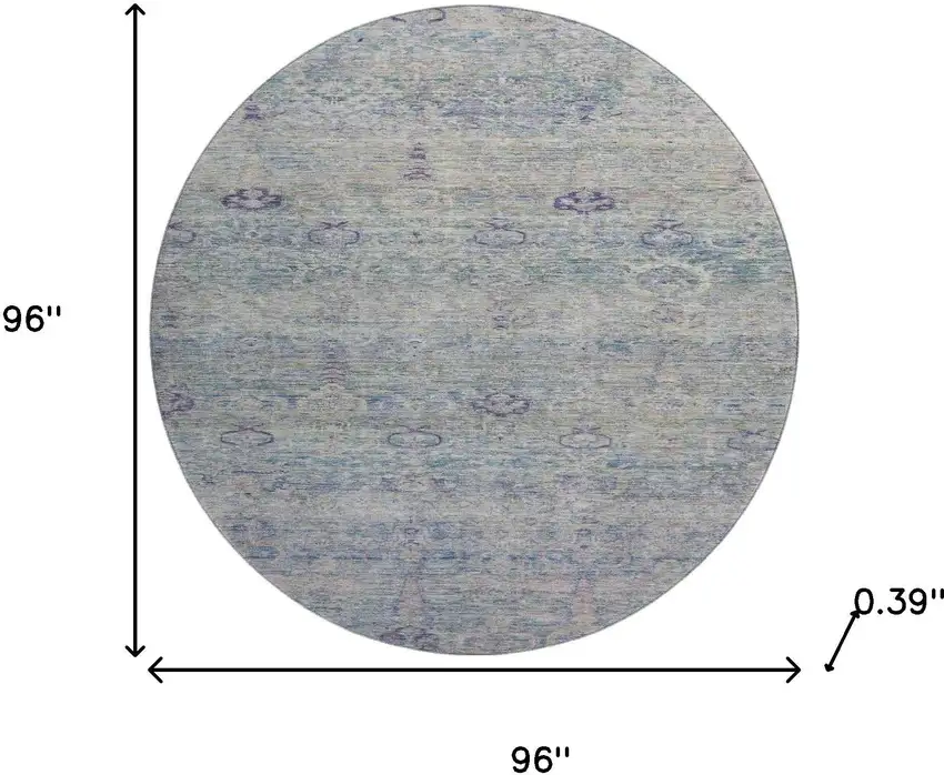 8' Plum And Lavender Abstract Washable Round Rug With UV Protection Photo 8