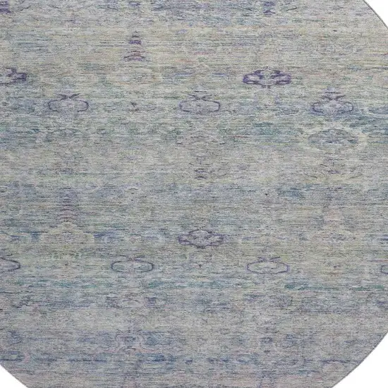 8' Plum And Lavender Abstract Washable Round Rug With UV Protection Photo 3