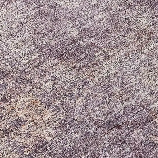 8' Plum And Lavender Round Floral Washable Indoor Outdoor Area Rug Photo 8