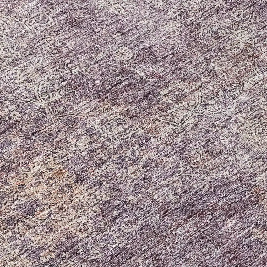 8' Plum And Lavender Round Floral Washable Indoor Outdoor Area Rug Photo 8