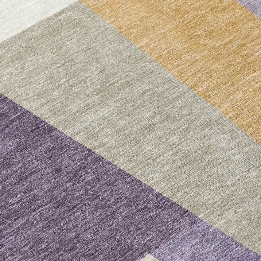 8' Plum And Lavender Round Geometric Washable Indoor Outdoor Area Rug Photo 2