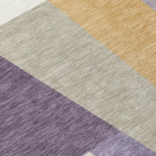 8' Plum And Lavender Round Geometric Washable Indoor Outdoor Area Rug Photo 2