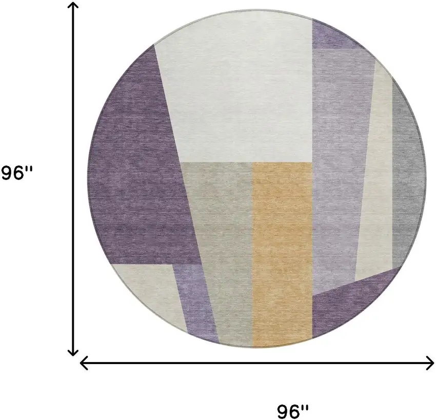 8' Plum And Lavender Round Geometric Washable Indoor Outdoor Area Rug Photo 6
