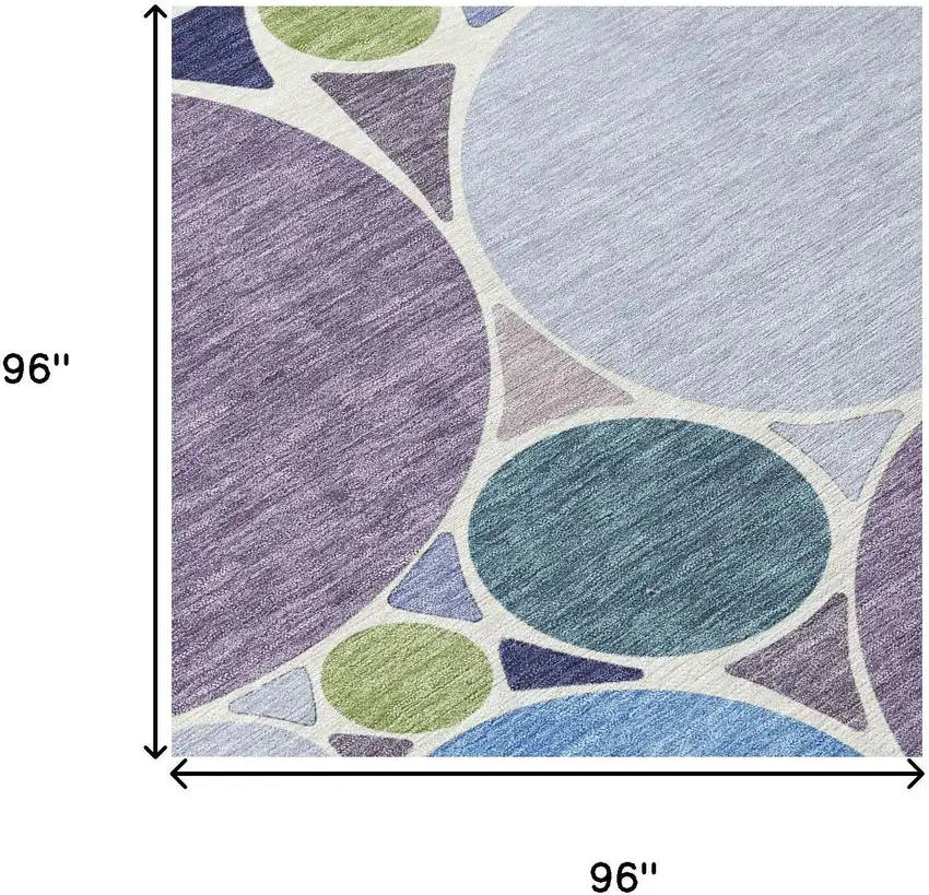 8' Plum And Lavender Round Geometric Washable Indoor Outdoor Area Rug Photo 7