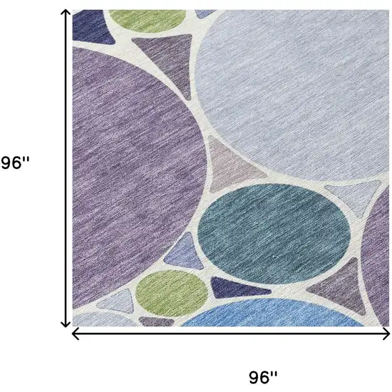8' Plum And Lavender Round Geometric Washable Indoor Outdoor Area Rug Photo 7