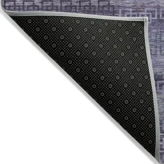 8' Plum And Lavender Round Striped Washable Indoor Outdoor Area Rug Photo 9